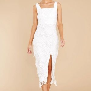 Own the room white lace midi dress